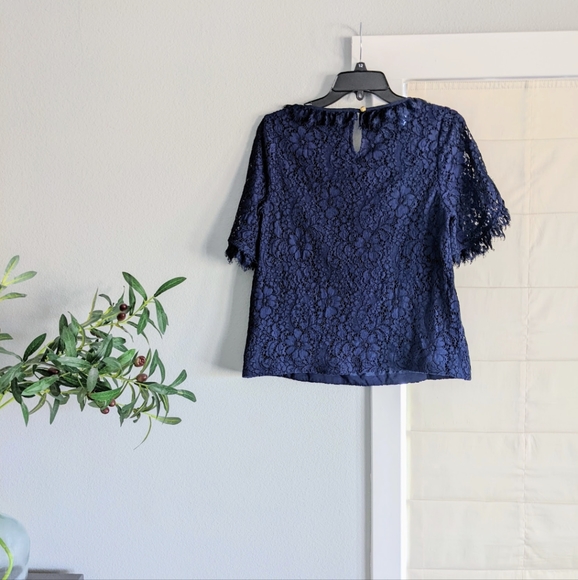 Draper James Navy Lace Ruffle Top - Picture 3 of 11